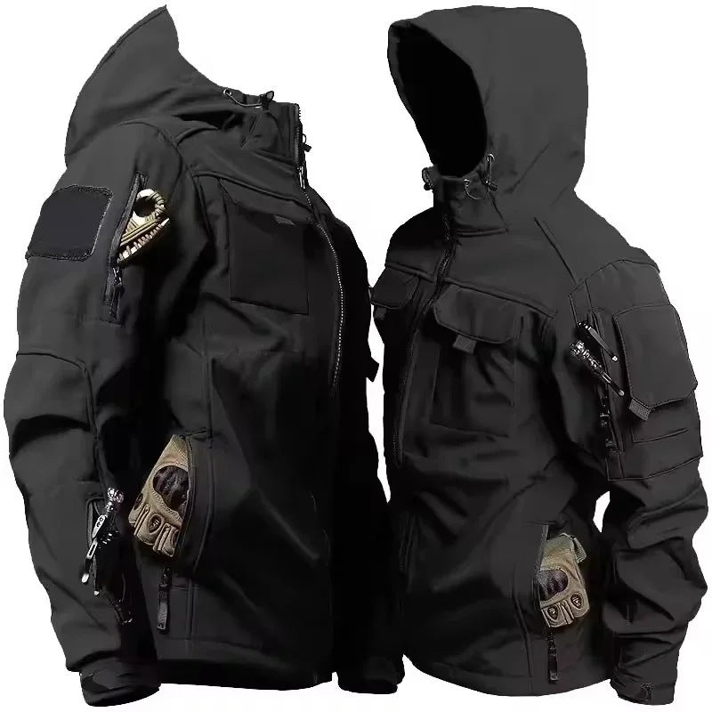 Men's Tactical Softshell Jacket | Fleece Lined | Hooded