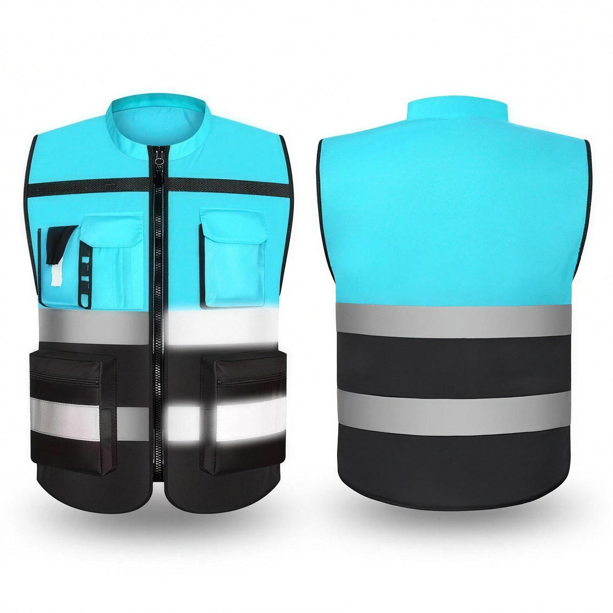 Men's Work Vest | Reflective Strips | Two Tone | Multi-Pocket