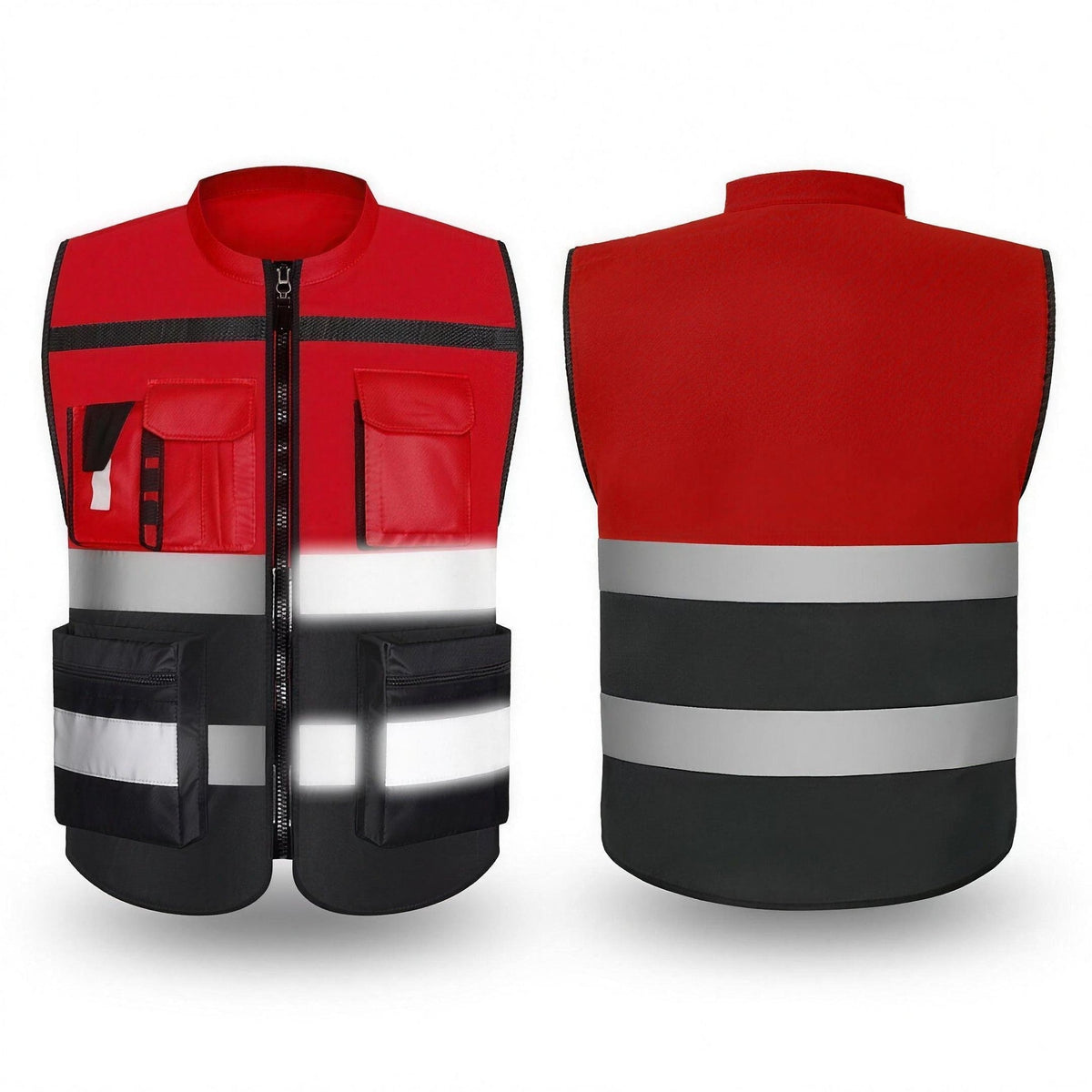 Men's Work Vest | Reflective Strips | Two Tone | Multi-Pocket