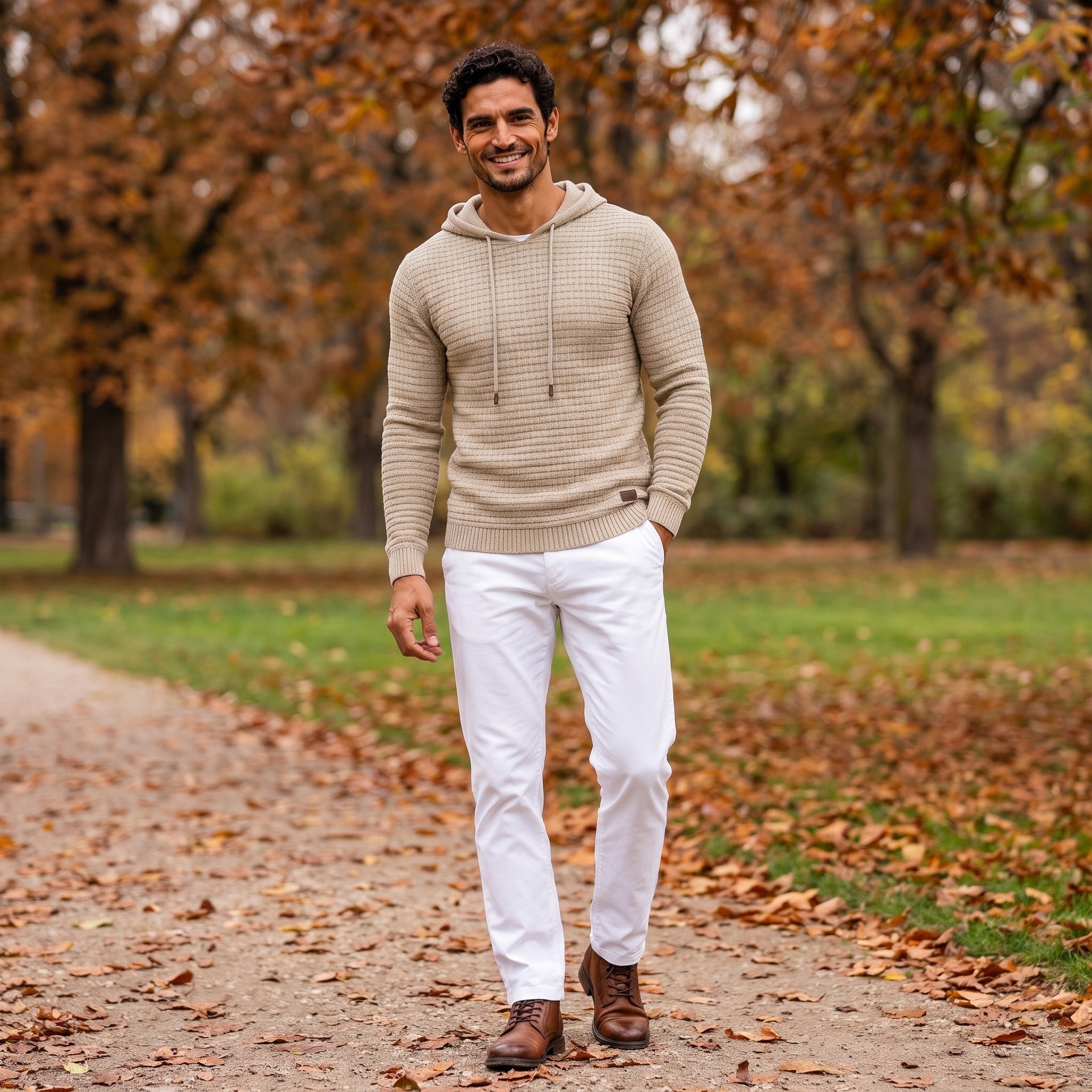 Men's Waffle Knit Hoodie with Hem Patch | 5 Colours