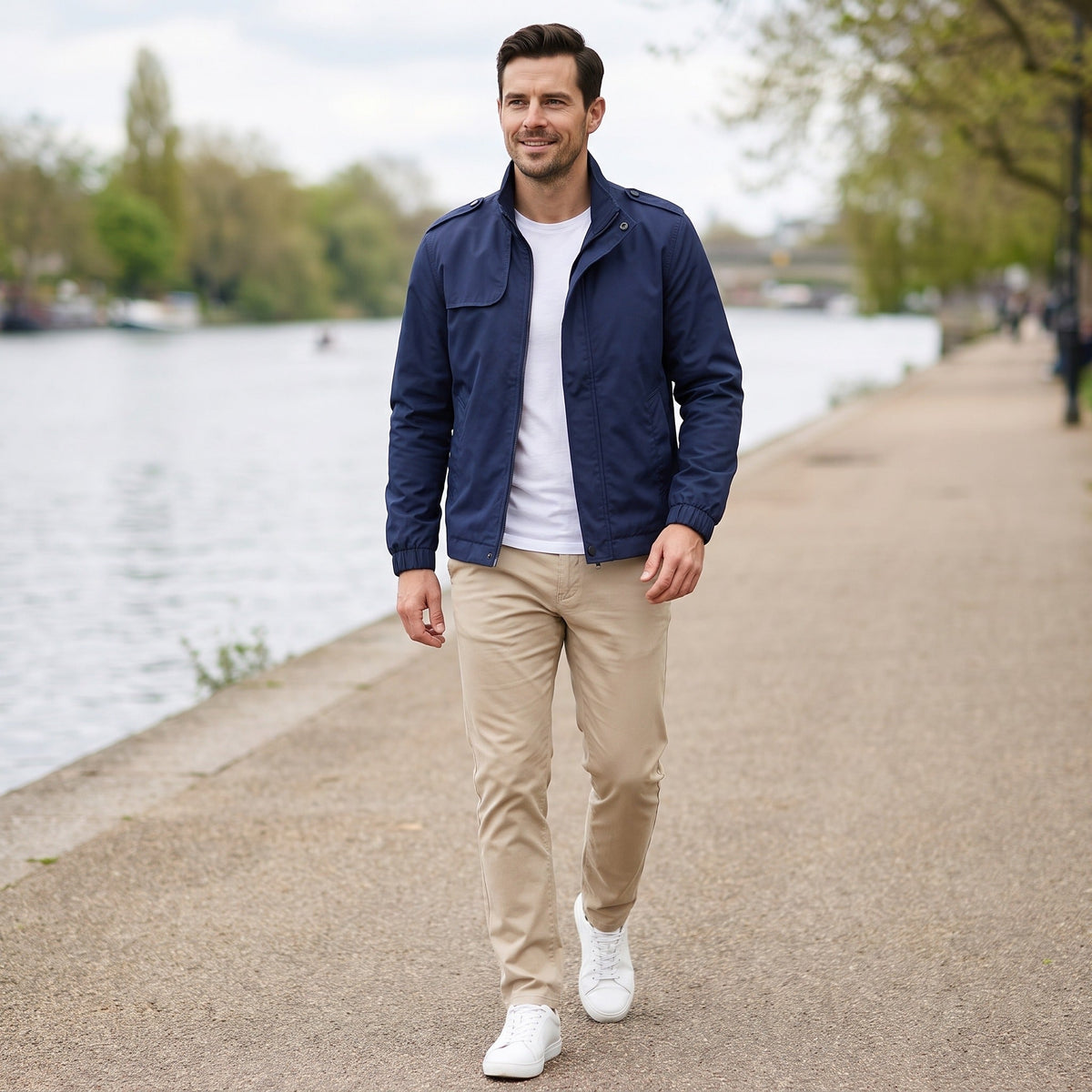 Men's Stand Collar Jacket | Lightweight | Water Repellent | Epaulettes