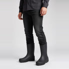 Black mid-calf wellies worn by person, paired with black jeans | Chaps London