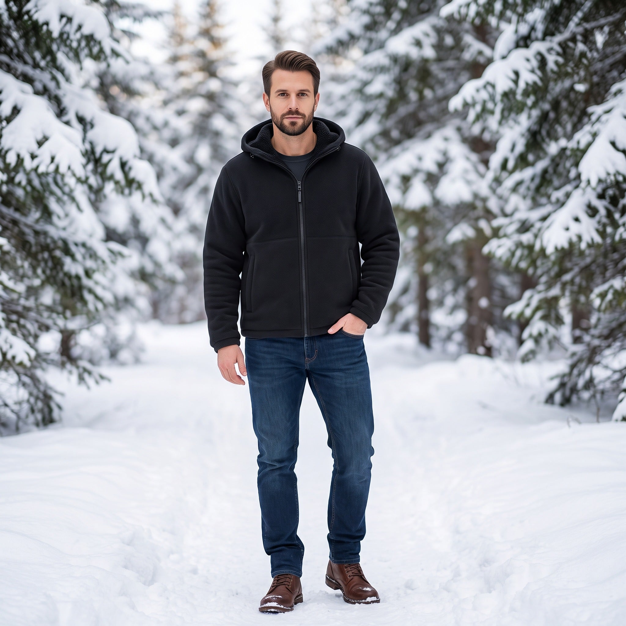Men's Hooded Fleece Jacket | Teddy Lining | Full Zip | 5 Colours
