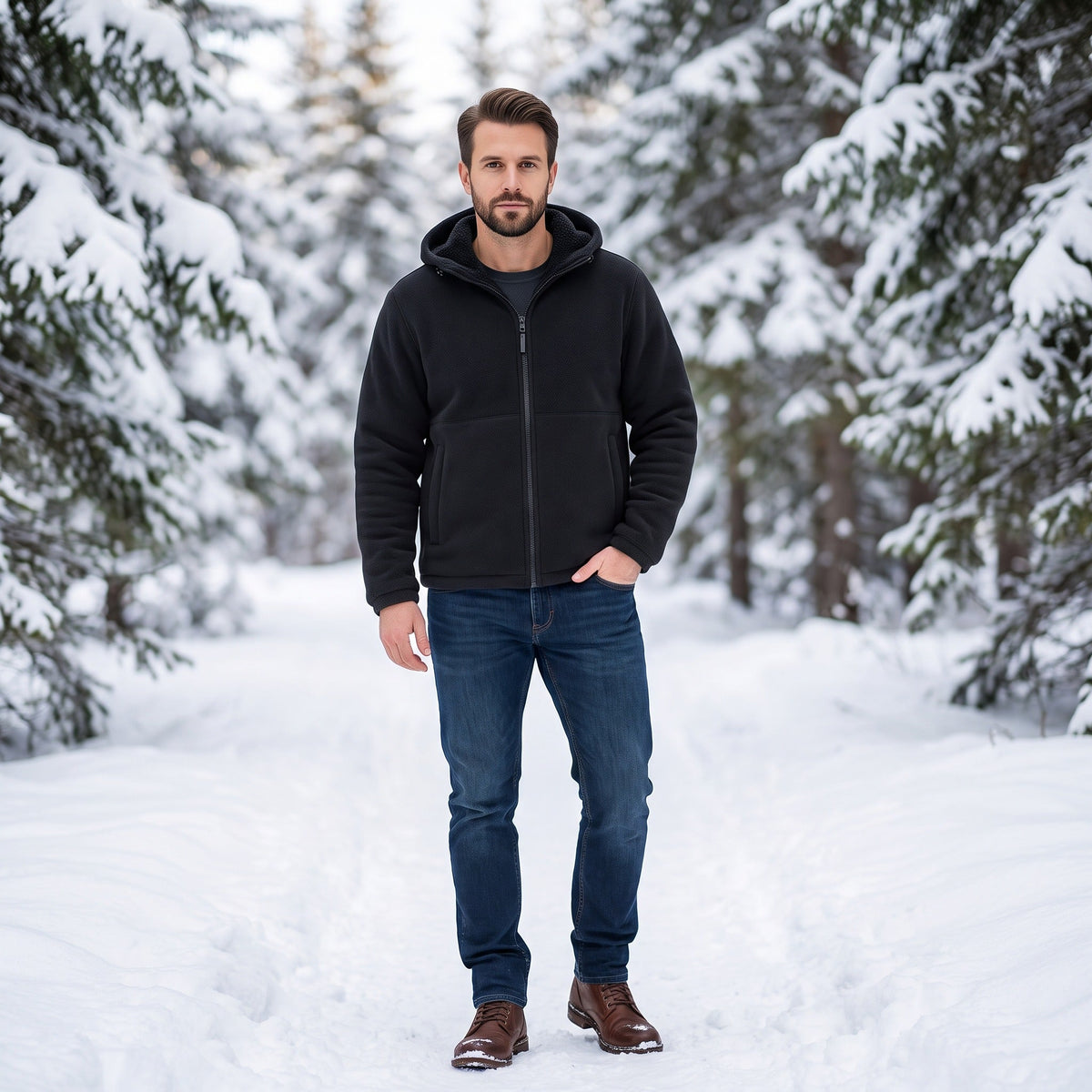 Men's Hooded Fleece Jacket | Teddy Lining | Full Zip | 5 Colours