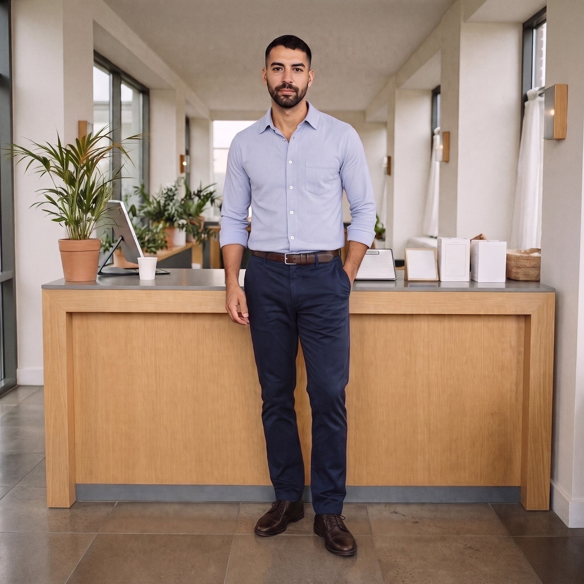 Men's Stretch Chinos | Cotton | Straight Leg