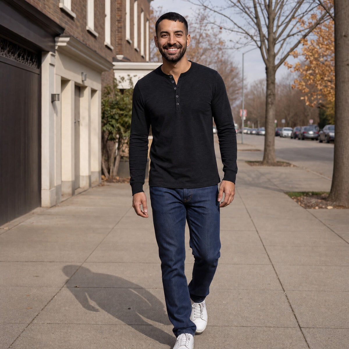 Men's Long Sleeve Henley Top | Button Placket | 5 Colours