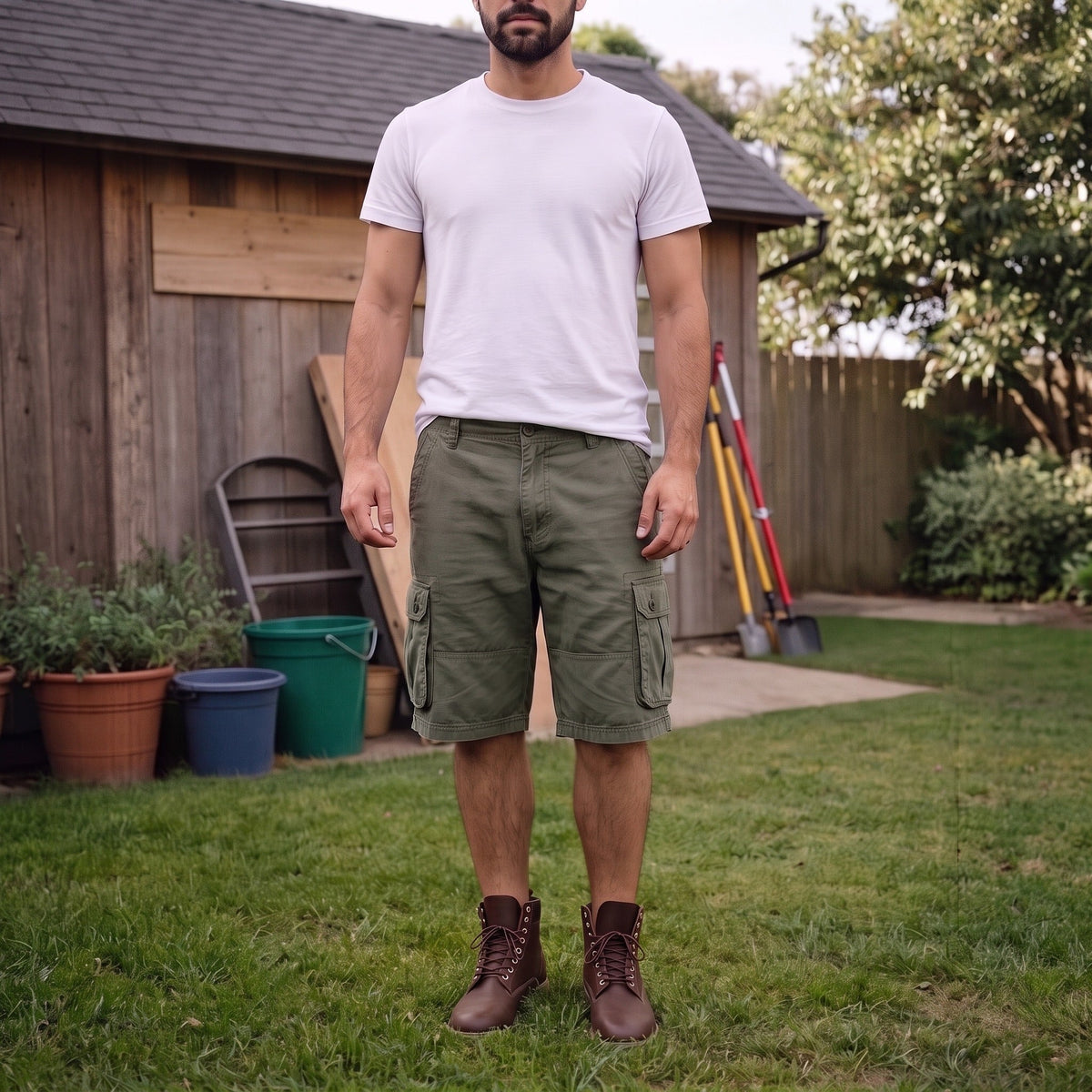 Men's Knee Length Shorts | Cargo | Cotton | Multi-Pocket