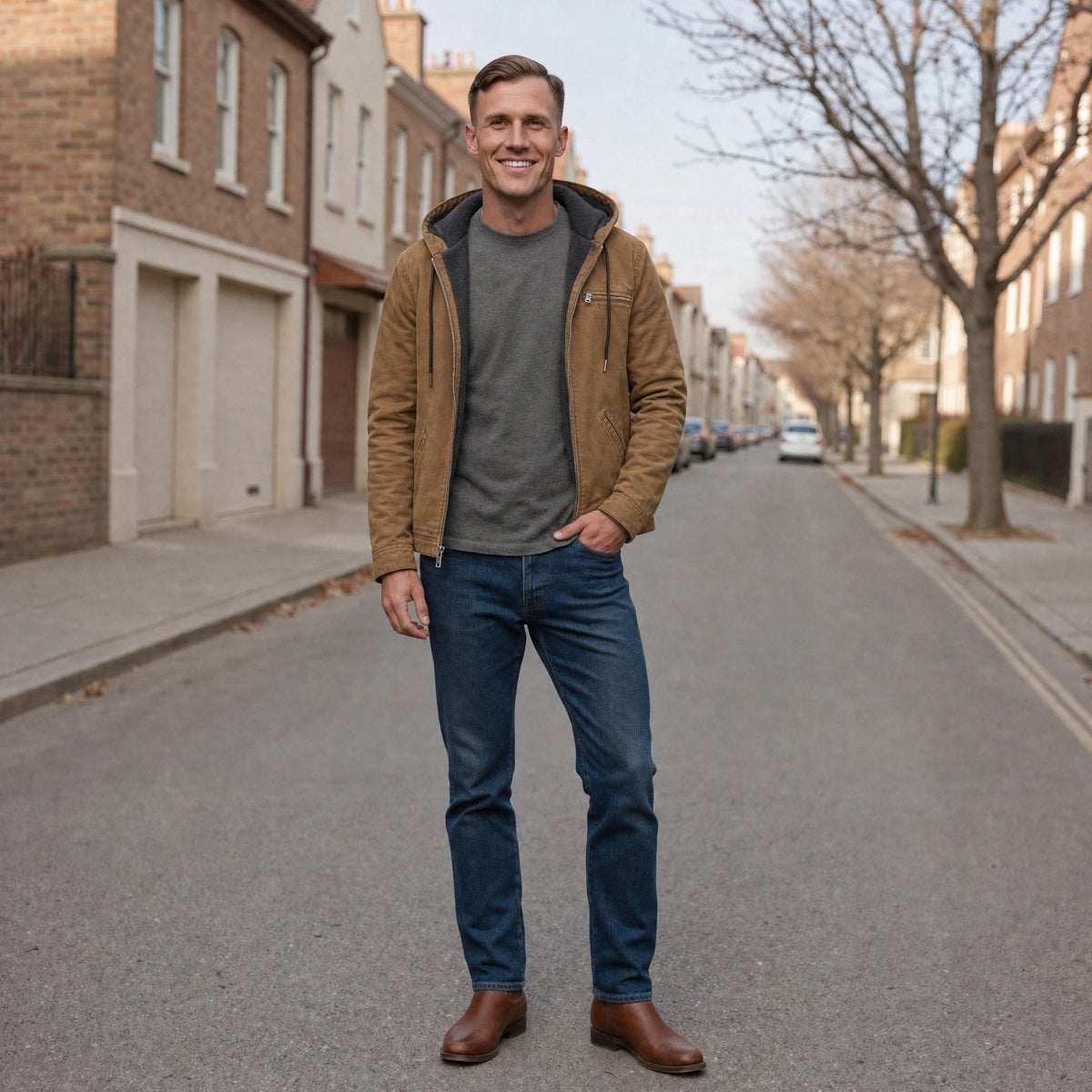 Men's Lined Hooded Jacket | Teddy Lining | Full Zip | 6 Colours