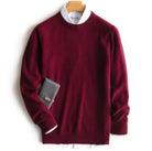 Men's Cashmere Jumper | Crew Neck | V Neck | Soft Knit-Sweaters-Chaps London-Burgundy Crew Neck-S-Chaps London