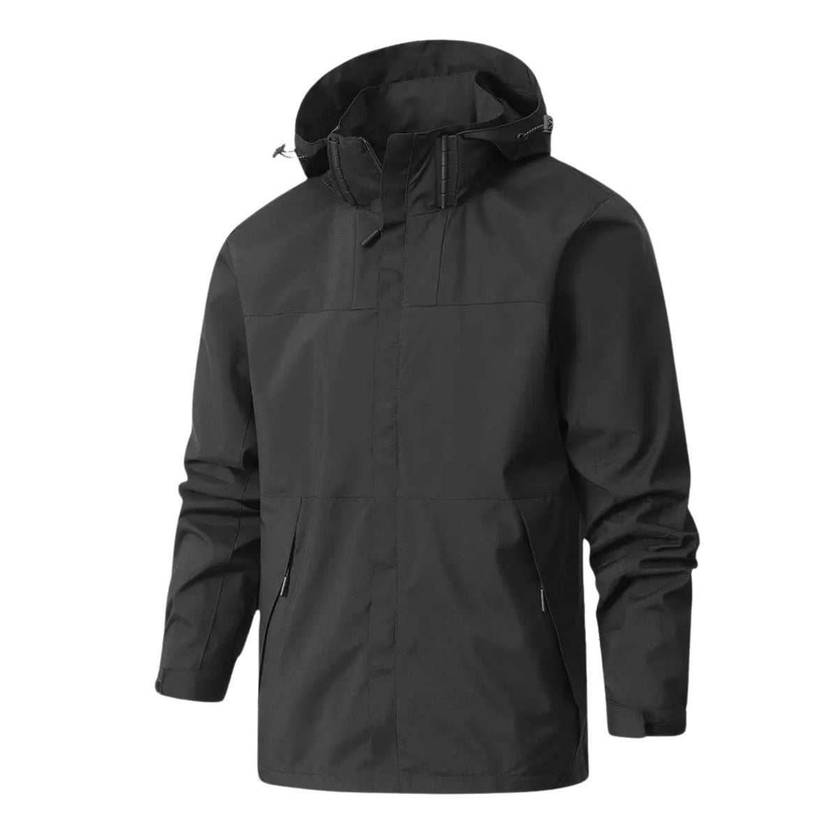 Black rain jacket with hood