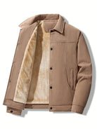 Men's fleece-lined corduroy jacket in light brown