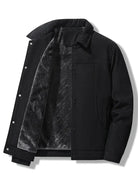 Men's fleece-lined corduroy jacket in black