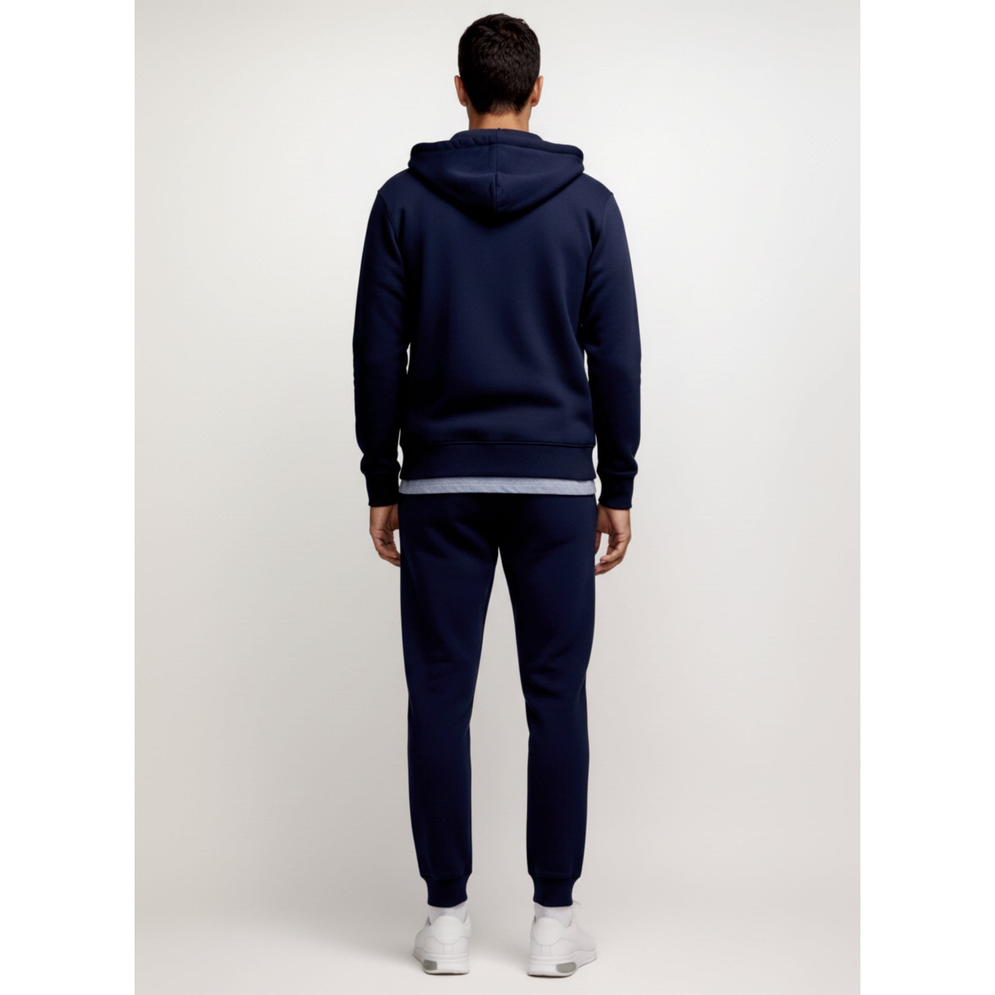 Navy zip hoodie and joggers tracksuit, back view | Chaps London