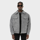 Grey faux suede jacket with flap chest pockets