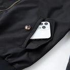 Button-down flap pocket on the Harrington jacket