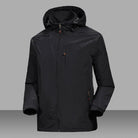 Black men's rain jacket with hood