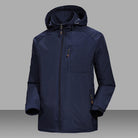 Navy rain jacket with hood
