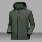Green rain jacket with hood