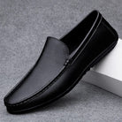 Men's leather slip-on moccasin loafers in black