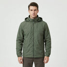 Olive outdoor jacket with detachable hood