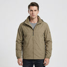 Khaki outdoor jacket with detachable hood