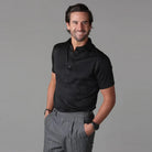 Men's Polo Shirt | Shirt Collar | Half Placket | Short Sleeve-Polo Shirts-Chaps London-Black-S-Chaps London