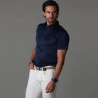 Men's Polo Shirt | Shirt Collar | Half Placket | Short Sleeve-Polo Shirts-Chaps London-Navy-S-Chaps London
