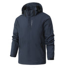 Navy men's rain jacket with adjustable hood