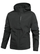 Black rain jacket with hood