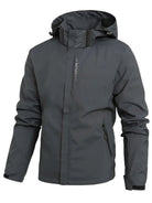 Grey rain jacket with hood