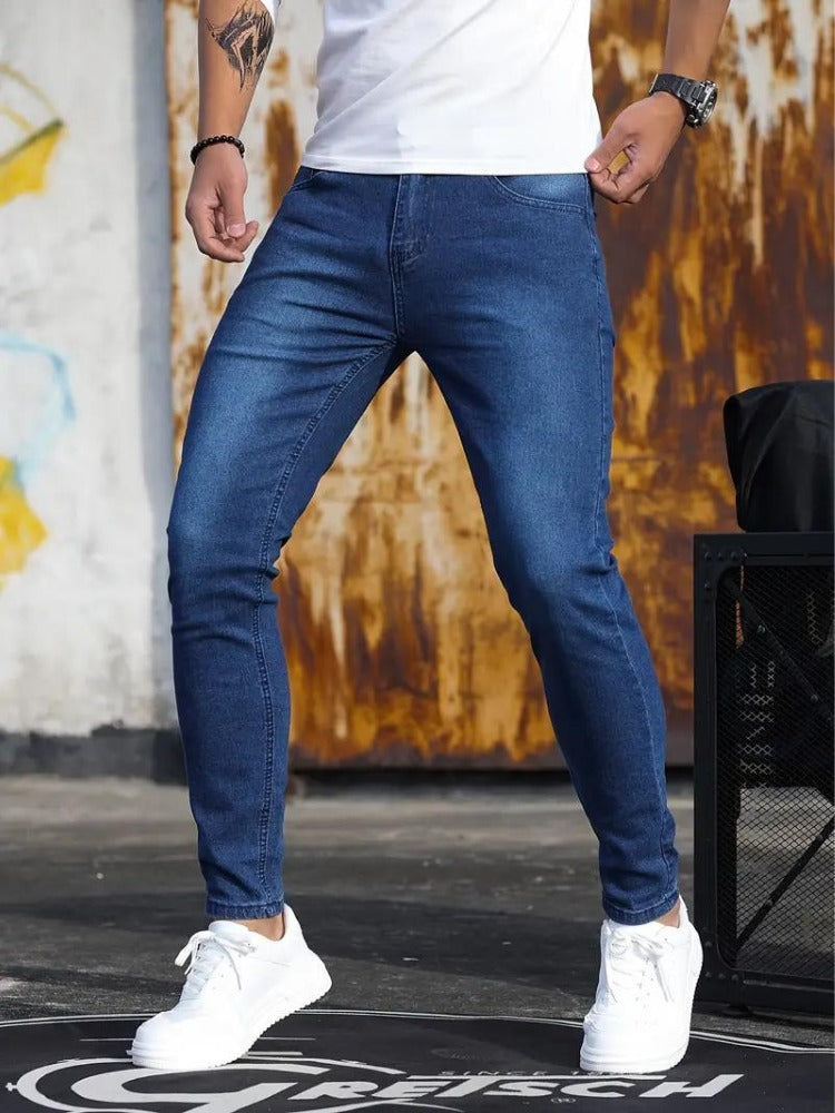 Men's blue skinny jeans in stretch denim