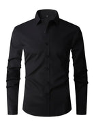 Men's long-sleeve crease-resistant smart shirt in black