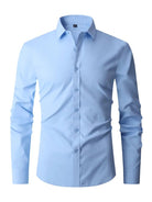 Men's long-sleeve crease-resistant smart shirt in light blue