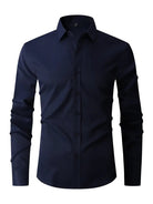 Men's long-sleeve crease-resistant smart shirt in navy