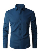Men's long-sleeve crease-resistant smart shirt in sea blue