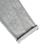 Gray fleece jogger cuff with folded open hem, close-up flat lay | Chaps London