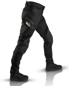 Men's black tactical cargo trousers, three-quarter view | Chaps London