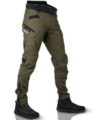 Men's olive green tactical cargo trousers, three-quarter view | Chaps London