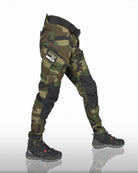 Men's woodland camo tactical cargo trousers, three-quarter view | Chaps London