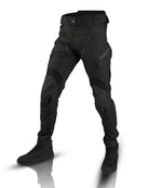 Men's black tactical cargo trousers, front view | Chaps London