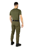 Man wearing olive green tactical cargo trousers, back view | Chaps London