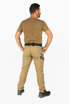 Man wearing khaki tactical cargo trousers, back view | Chaps London