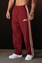 Men's burgundy side-stripe tracksuit bottoms