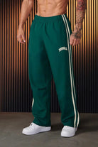 Men's green side-stripe tracksuit bottoms