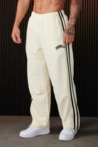 Men's cream side-stripe tracksuit bottoms