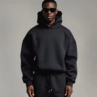 Men's black hoodie and joggers tracksuit set