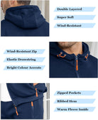 Close-ups of the hood, the zip pulls and the zipped pockets on the navy tracksuit | Chaps London