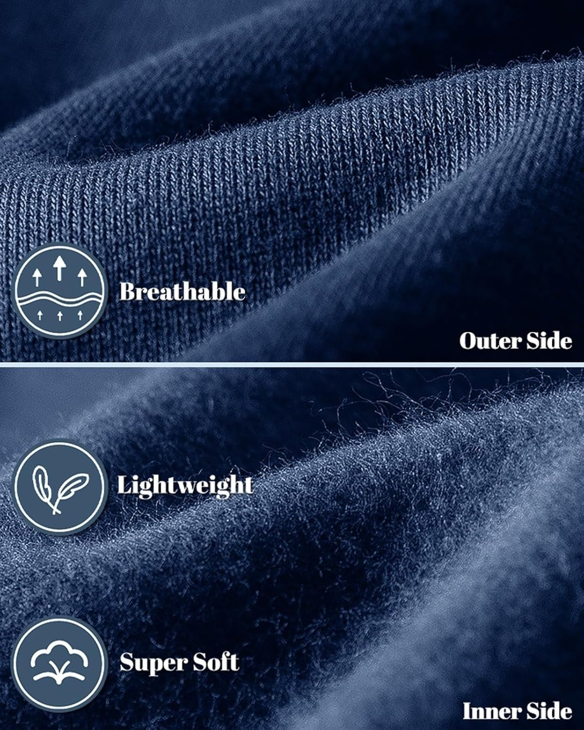 Close-up of the outer side and the soft fleece inner side of the fabric | Chaps London
