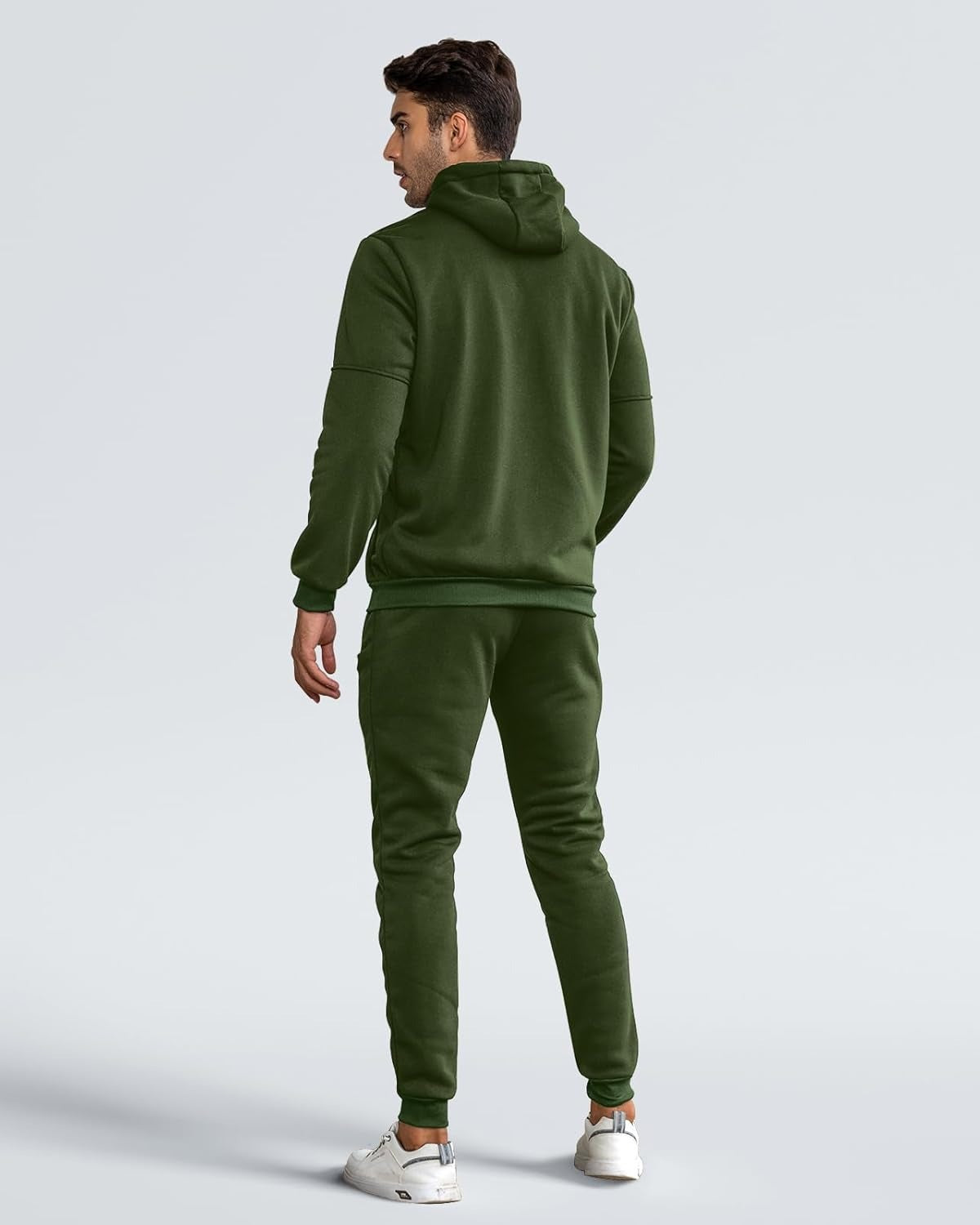 Green zip hoodie and joggers tracksuit, back view | Chaps London