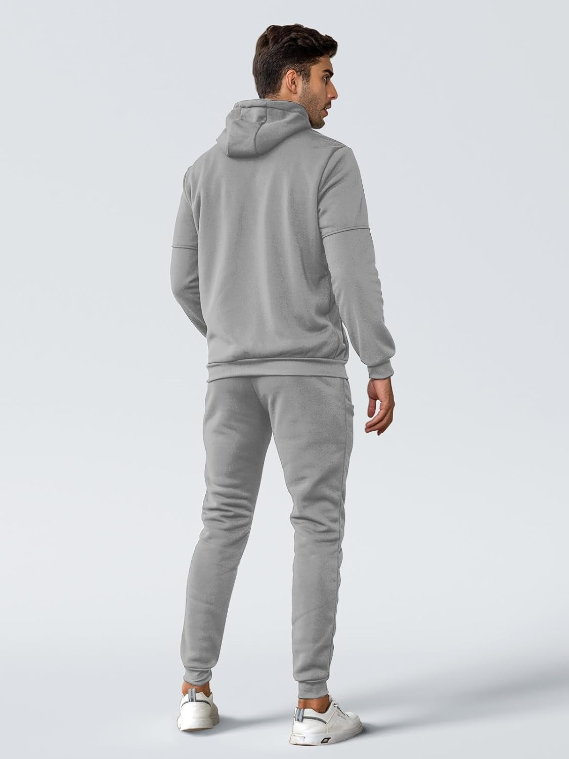 Light grey zip hoodie and joggers tracksuit, back view | Chaps London